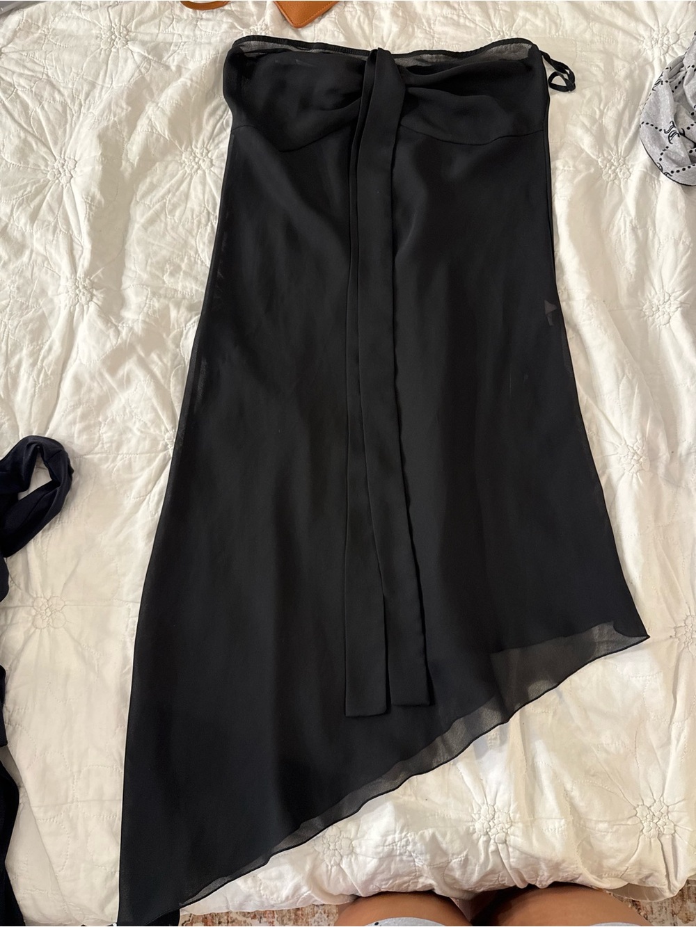 Black Asymmetric sheer cover up dress or  Skirt